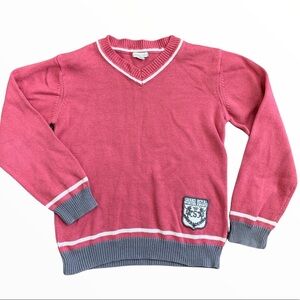VERTBAUDET Salmon Pink Varsity Badge Long Sleeve Knit Sweater Preppy Kids 8Y